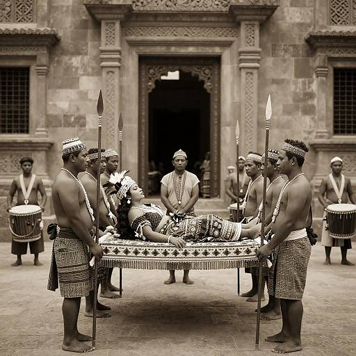 Cultural Ceremony in Sepia Tone