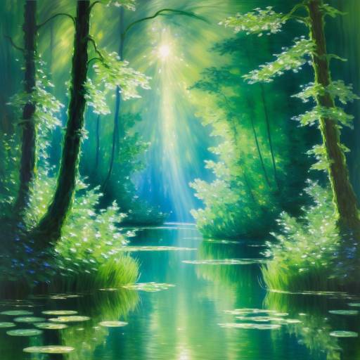 Serene Lake Spirit in Lush Forest