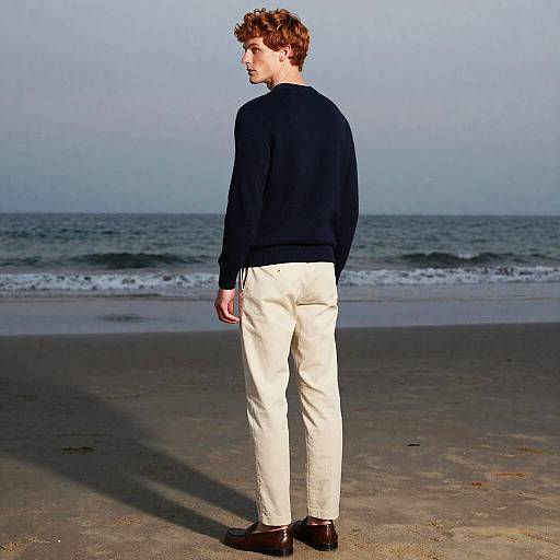 Poised Young Man on Dawn Beach