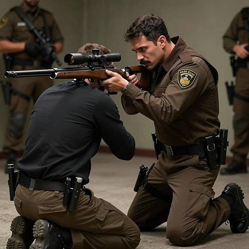 Police Officer Training with Sniper Rifle