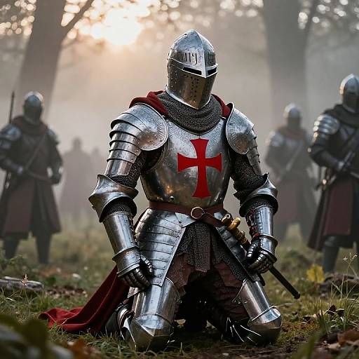 Kneeling Templar Knight at Dawn