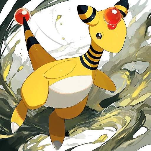 Illustration of Ampharos, pokemon in the style of Hita (hitapita)