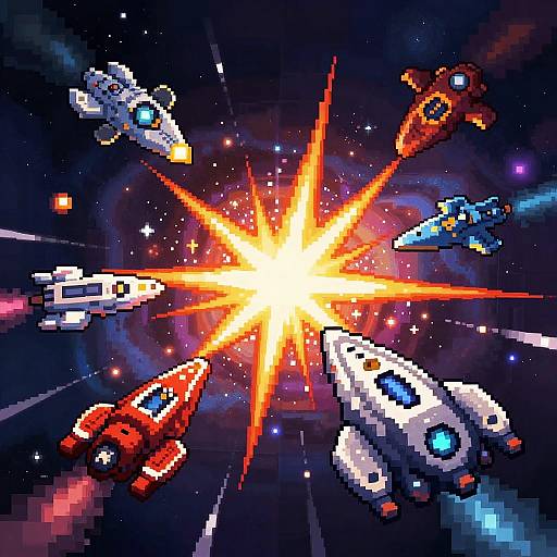 Pixel Art Epic Space Battle