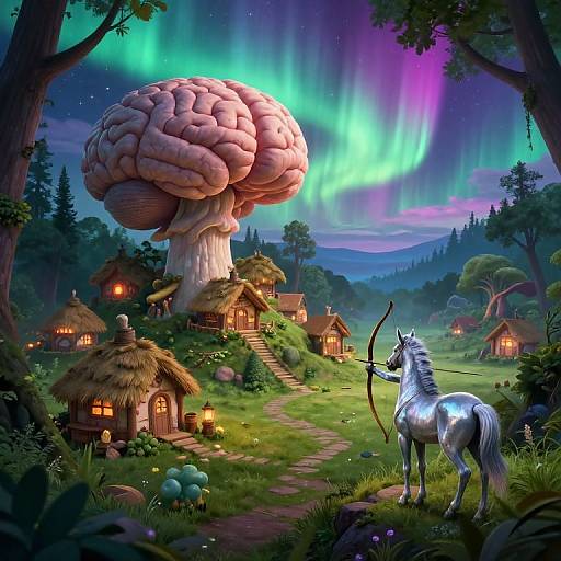 Enchanted Fairy Village on Brain Fungus