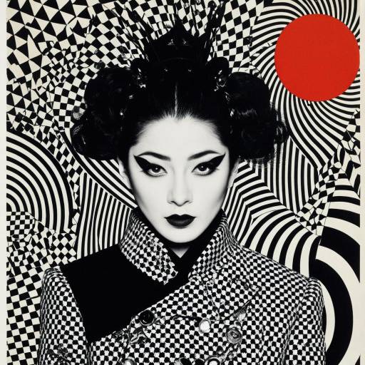 Surreal Visual Kei Portrait with Bold Patterns