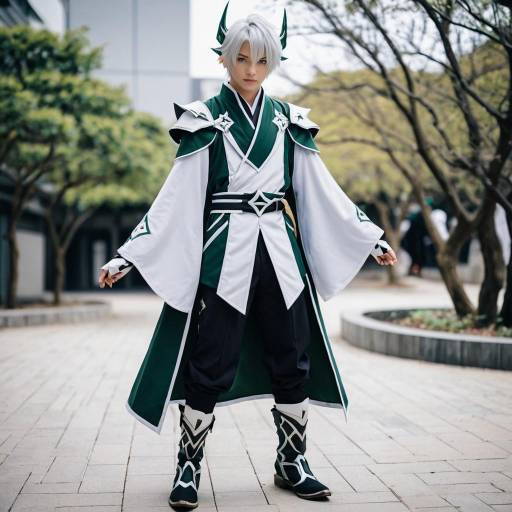 Cosplay of Fantasy Male Character with White Hair