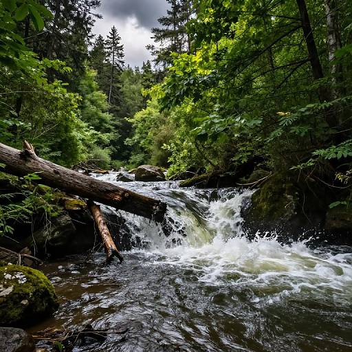 Overflowing River in Dense Forest