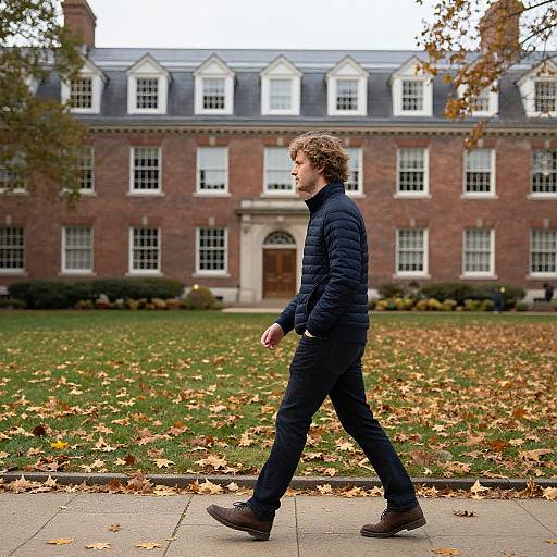 Fit European Man at Ivy League Campus