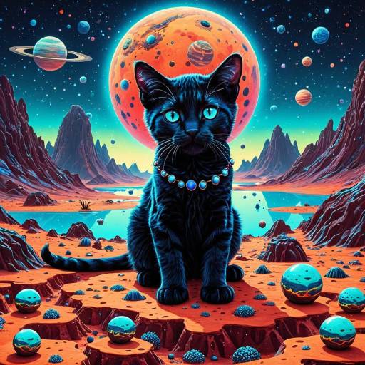 Alien Panther on Vibrant Mars Landscape