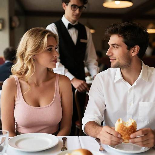 Candid Restaurant Moment with Friends