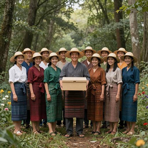 Cheerful Gathering in a Forest