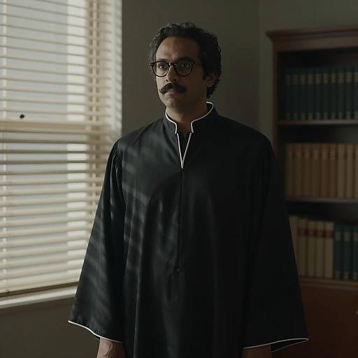 Mysterious Man in Dimly Lit Room