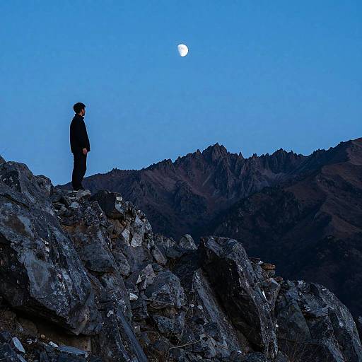 Lone Figure on Twilight Mountain