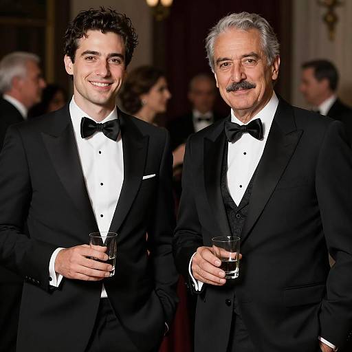Two Men in Black Tuxedos at Formal Event