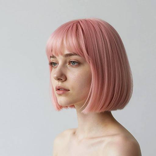 Serene Woman with Pink Chic Bob