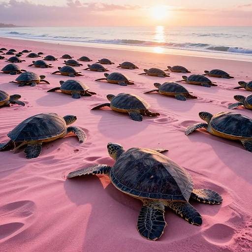 Sunrise Sea Turtles on Pink Beach