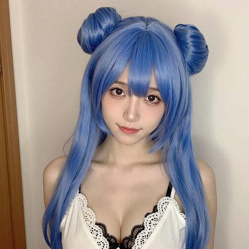 Portrait of Young Woman with Blue Hair