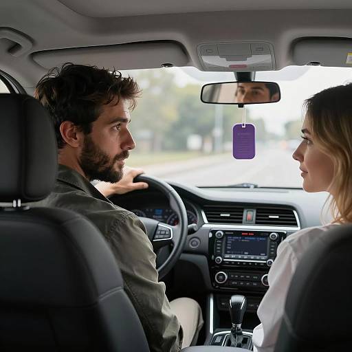 Couple Driving in Car Interior