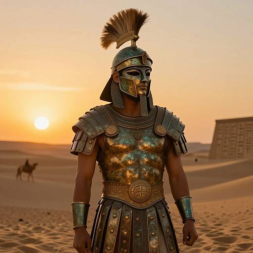 Sumerian Soldier in Desert Battle