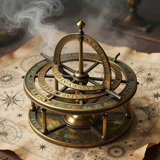 Medieval Astrolabe with Celestial Maps