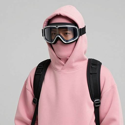Person in Pink Hoodie with Goggles