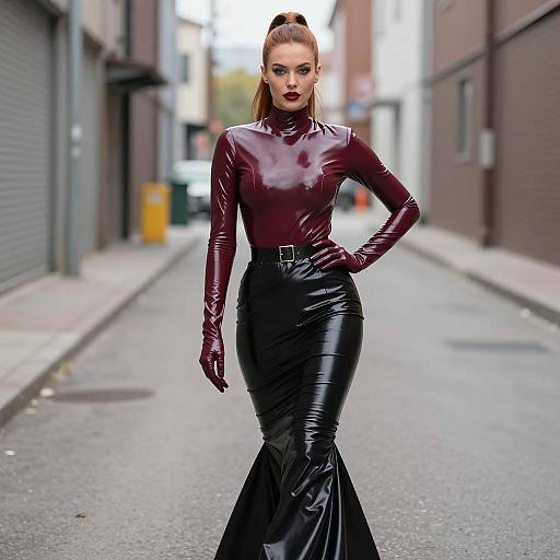 Confident Street Style in Latex Fashion