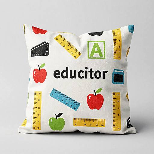 Whimsical Educator-Themed Throw Pillow