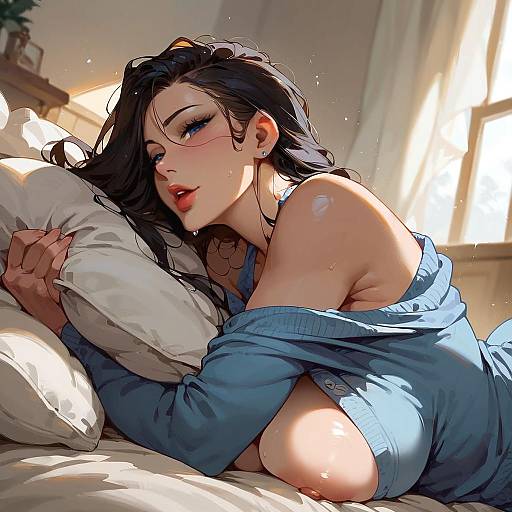 Relaxed Black-Skinned Girl Indoors