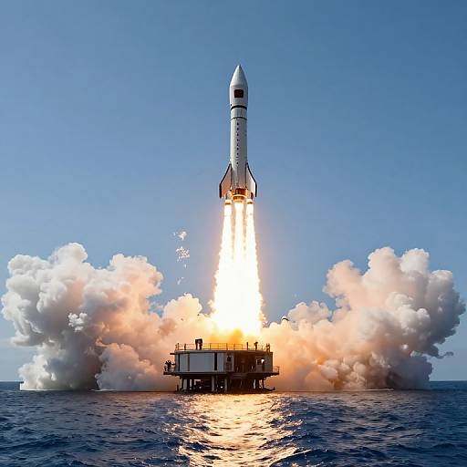 Rocketship Launch from Floating Platform
