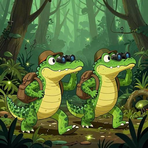 Adventurous Alligator Explorer Cartoons