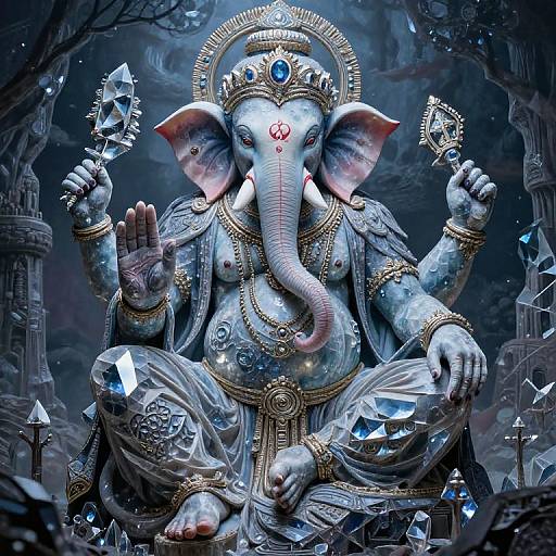 Crystalline Evil Lord Ganesha in Gond Style