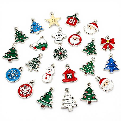 Mixed Metal Enamel Christmas Charms Set