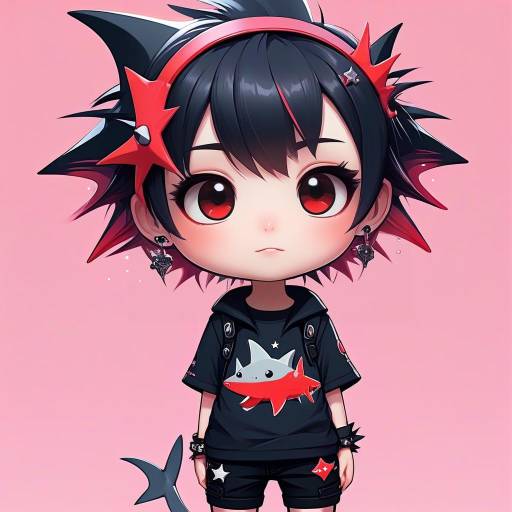 Chibi Character with Shark Theme and Colors