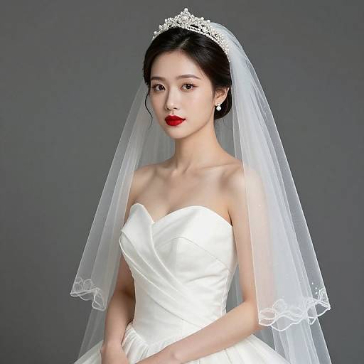 Asian Bride in White Wedding Dress