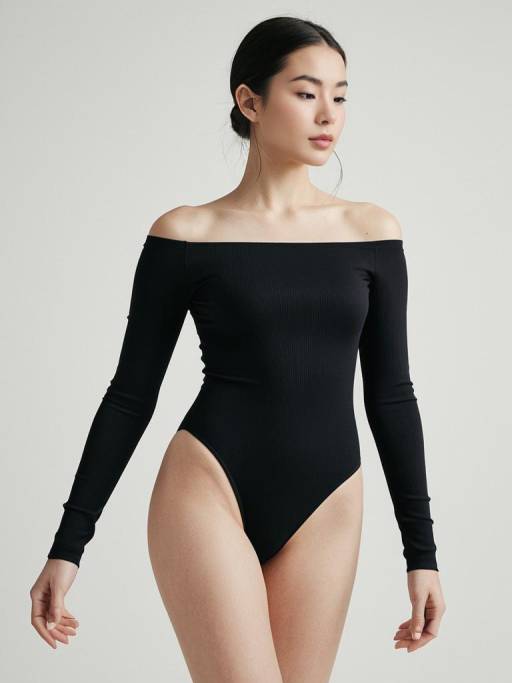 Minimalist Black Off-the-Shoulder Bodysuit