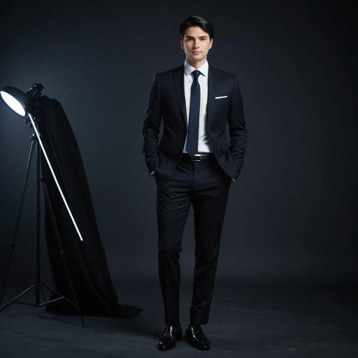 Man in Dark Tailored Suit Studio Portrait
