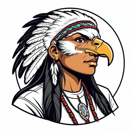 Native American Female Eagle Trainer Illustration