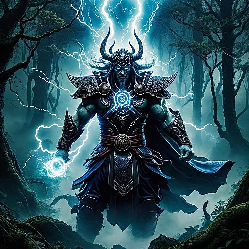 Enigmatic Raijin in Mystical Forest Enigmatic Raijin in Mystical Forest