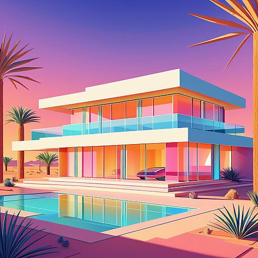Art Deco Villa in Desert Landscape Art Deco Villa in Desert Landscape