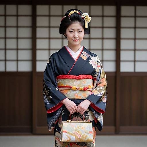 Asian Woman in Traditional Japanese Costume