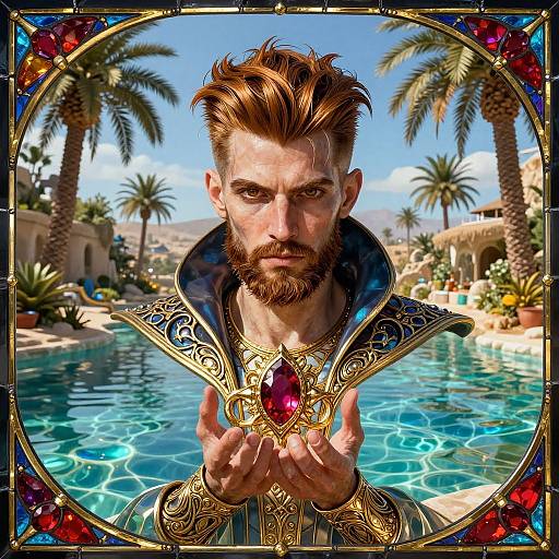 Assassin in Desert Oasis RPG Scene