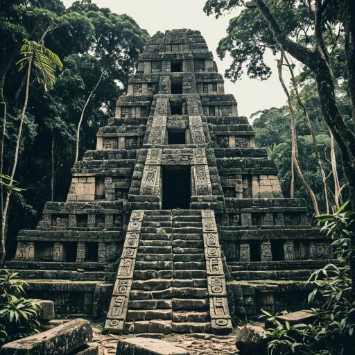 Ancient Mayan Temple in Dense Jungle
