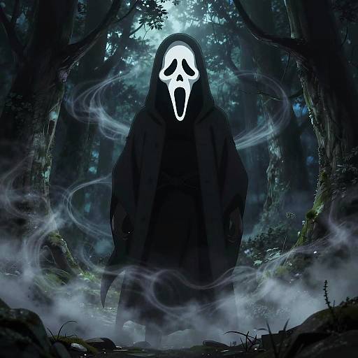 Ghost Face Anime in Haunted Forest