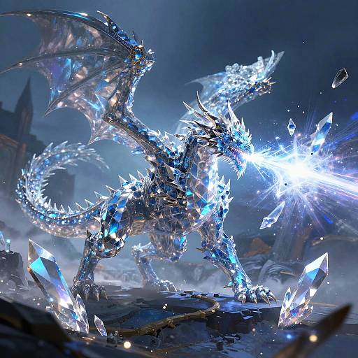 Epic Crystal Dragon Battle Scene