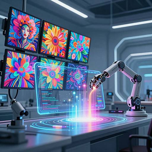 Futuristic AI Art Lab Creation