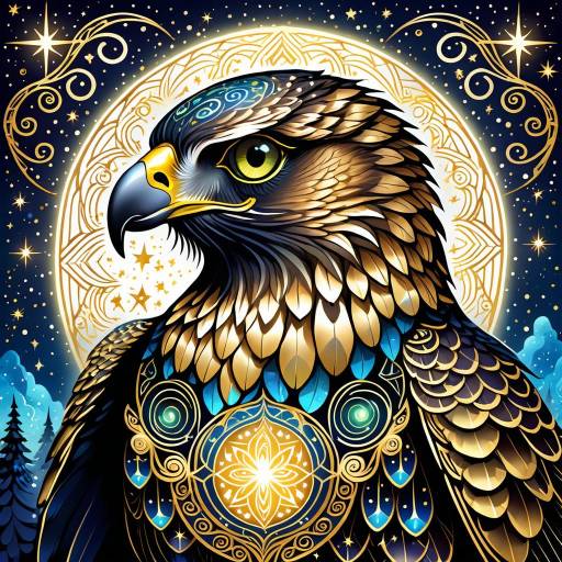 Mystical Hawk in a Starry Fantasy