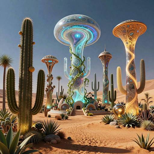 Futuristic Bio-Engineered Desert Oasis