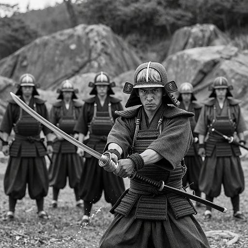 Intense Samurai Action in Monochrome