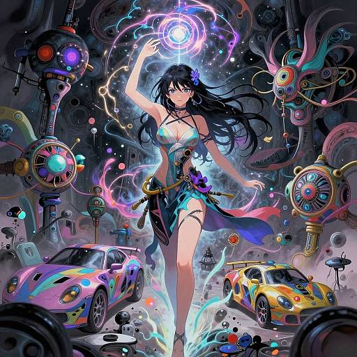 Surreal Anime Magic Spellcasting Art