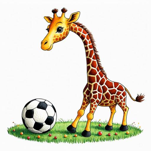Cute Giraffe Playing Soccer